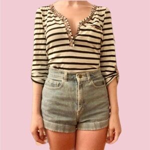 Black and white striped Anthropologie top